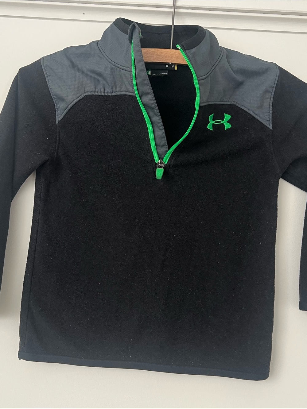 Under Armour Kids Black & Gray Quarter-Zip Pullover with Green Accents